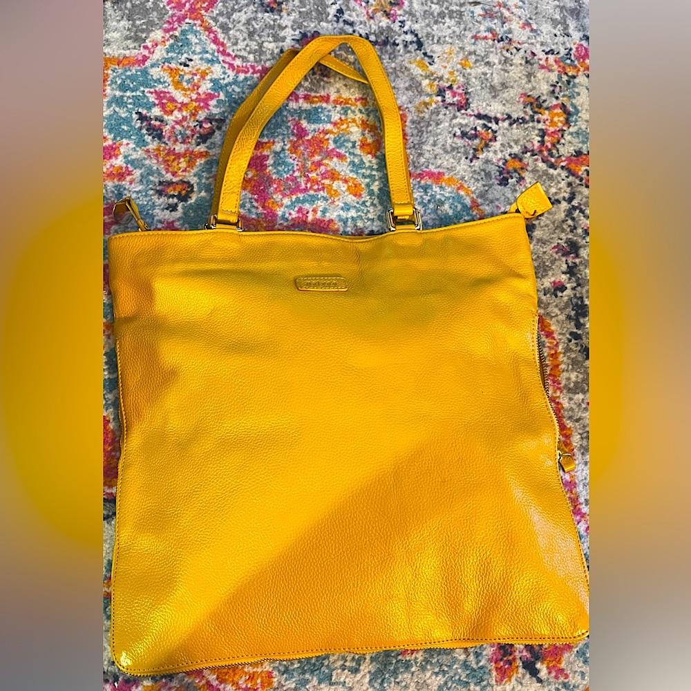 NWOT Yellow Leather Tote Bag - never used